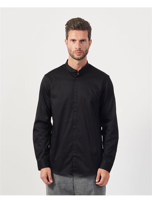 Armani Exchange black shirt with mandarin collar ARMANI EXCHANGE | XM000017-AF10192UC001